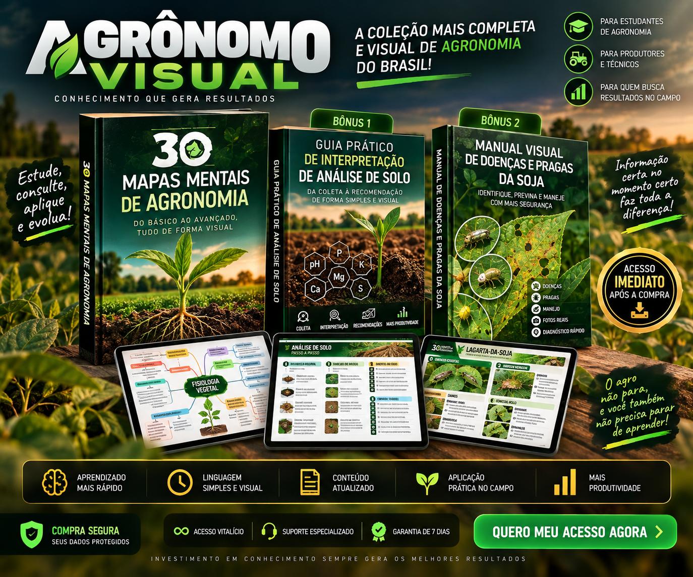Agrônomo Visual - 30 Mapas Mentais de Agronomia e dois guias práticos